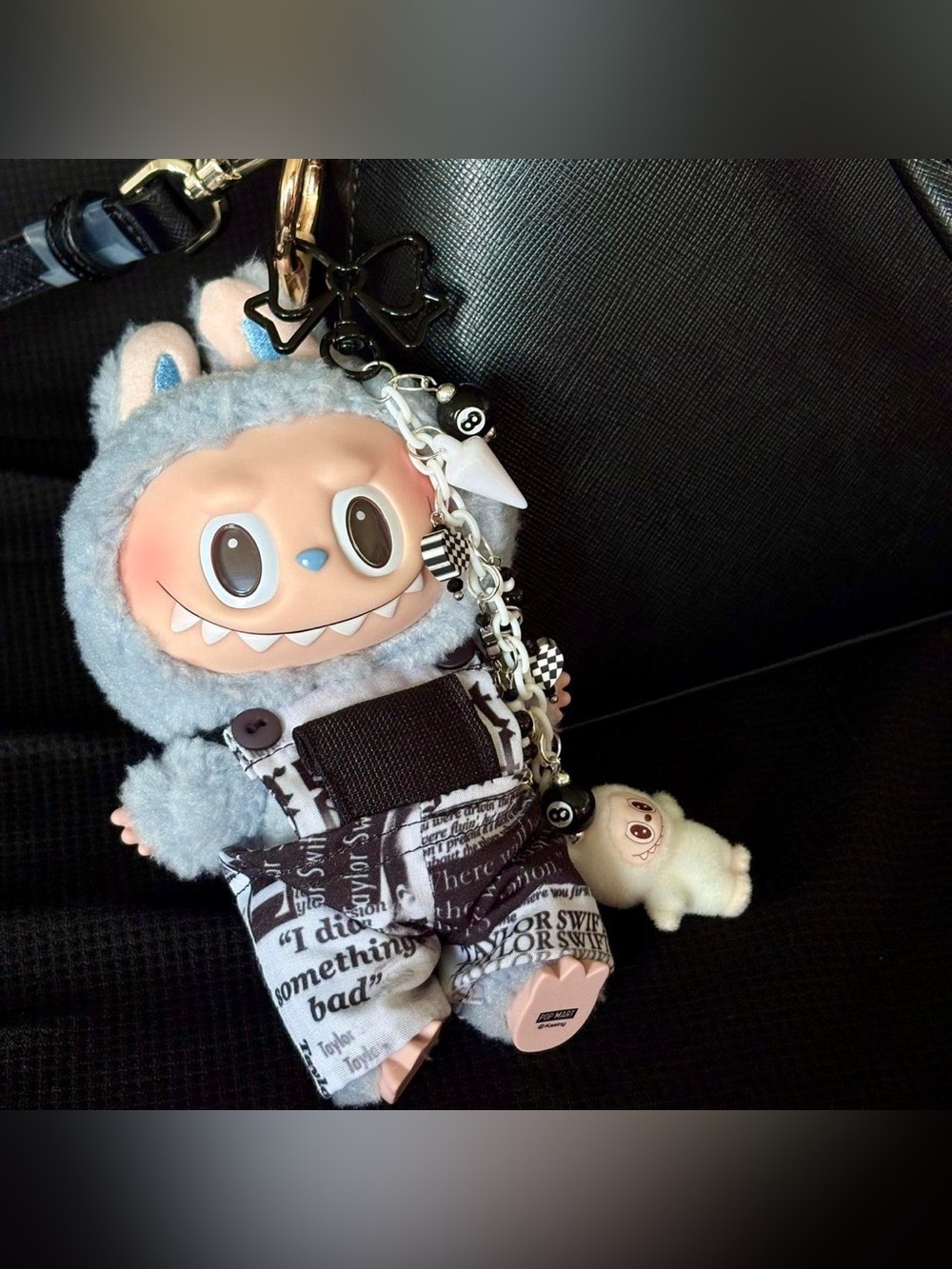 Taylor Swift Reputation Labubu Outfit Overalls Rep Era Bag charm accessory cute